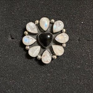 M&S Moonstone/Black onyx ring